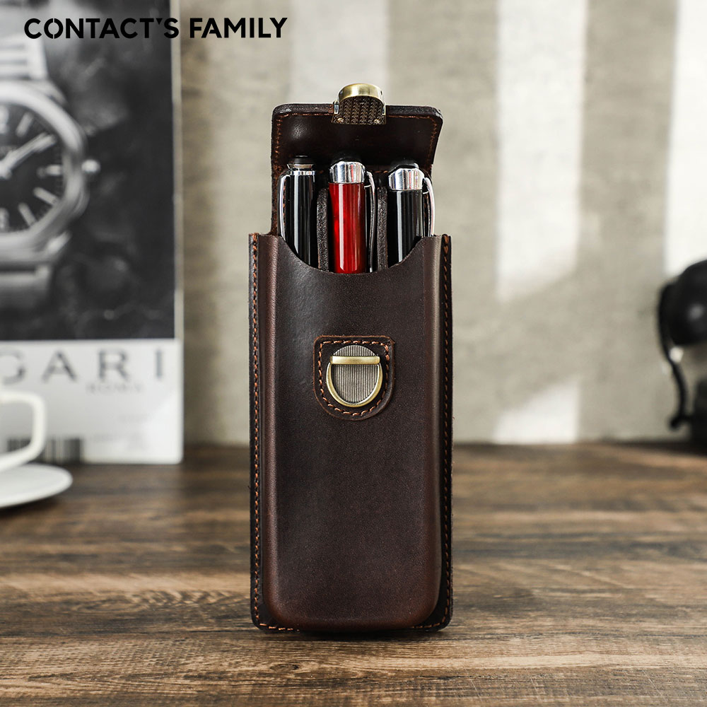 Leather Fountain Pen Case 3 Slots Pouch - Handmade Genuine Leather 3 Slots Fountain