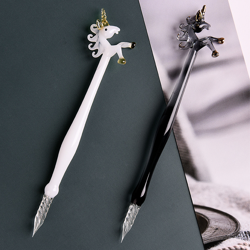 Glass Dip Pen Calligraphy Ink Set - Creative Unicorn Handmade Glass Dip Pen