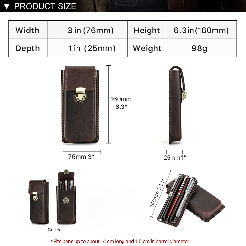 Handmade Genuine Leather 3 Slo - Leather Fountain Pen Case 3 Slots Pouch 评论和价格