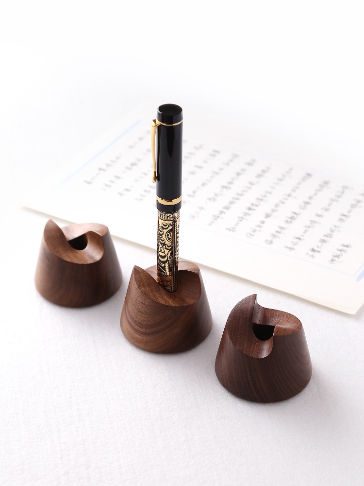 Walnut Wood Fountain Pen Holde - Wooden Fountain Pen Desk Stand Holder 评论和价格
