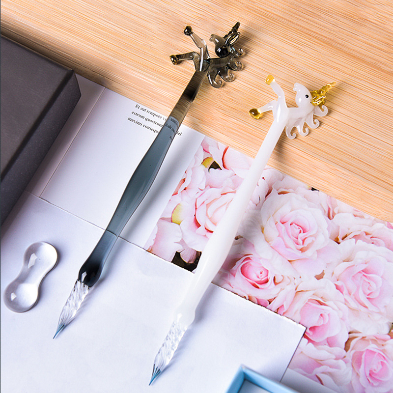 Creative Unicorn Handmade Glas - Glass Dip Pen Calligraphy Ink Set 评论和价格