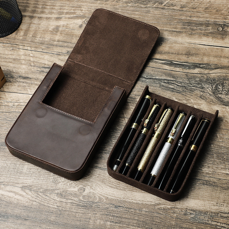 Luxury Genuine Leather 2/3/6/1 - Leather Fountain Pen Case 3 Slots Pouch 评论和价格