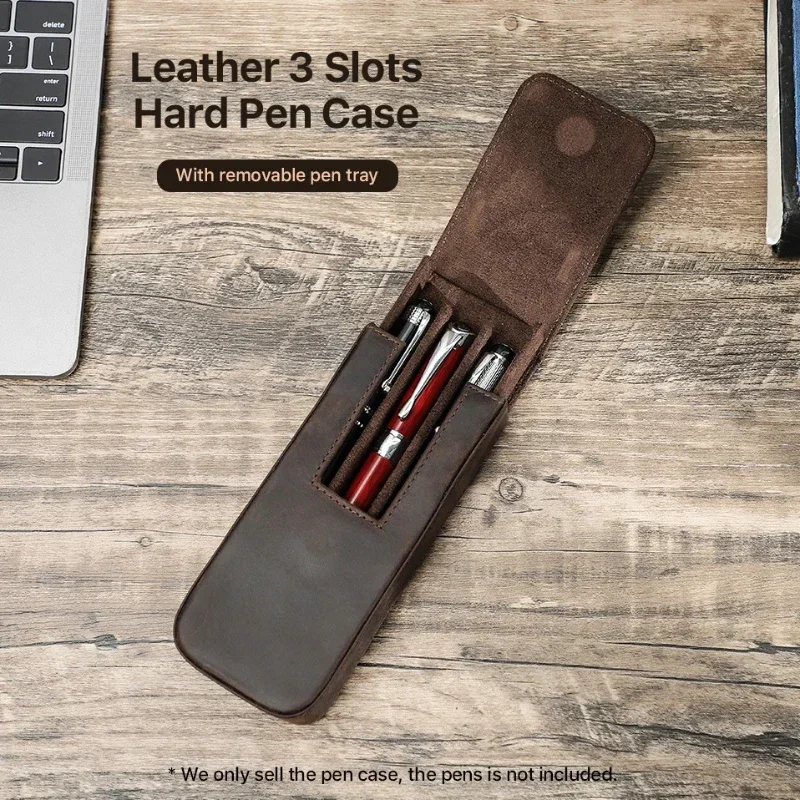 Luxury Genuine Leather 2/3/6/1 - Leather Fountain Pen Case 3 Slots Pouch 评论和价格
