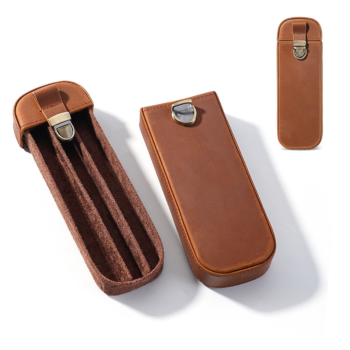 Handmade Leather 3 Slots Fount - Leather Fountain Pen Case 3 Slots Pouch 评论和价格