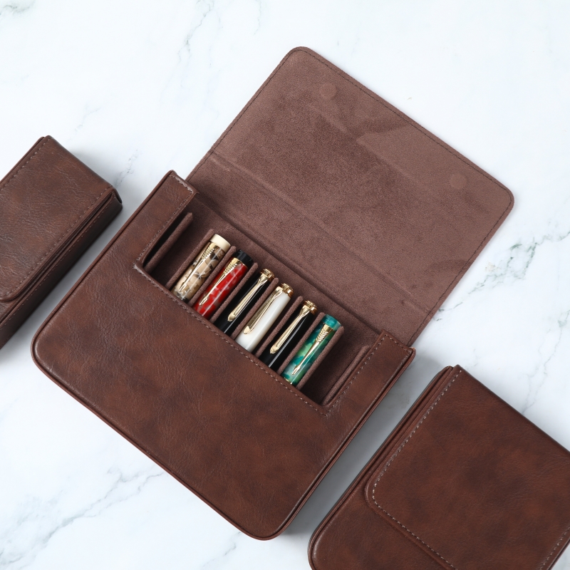Luxury PU Leather Fountain Pen - Leather Fountain Pen Case 3 Slots Pouch 评论和价格
