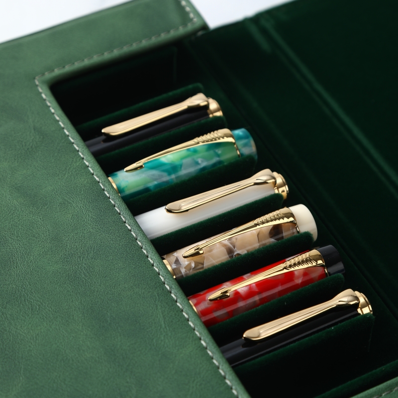 Luxury PU Leather Fountain Pen - Leather Fountain Pen Case 3 Slots Pouch 评论和价格
