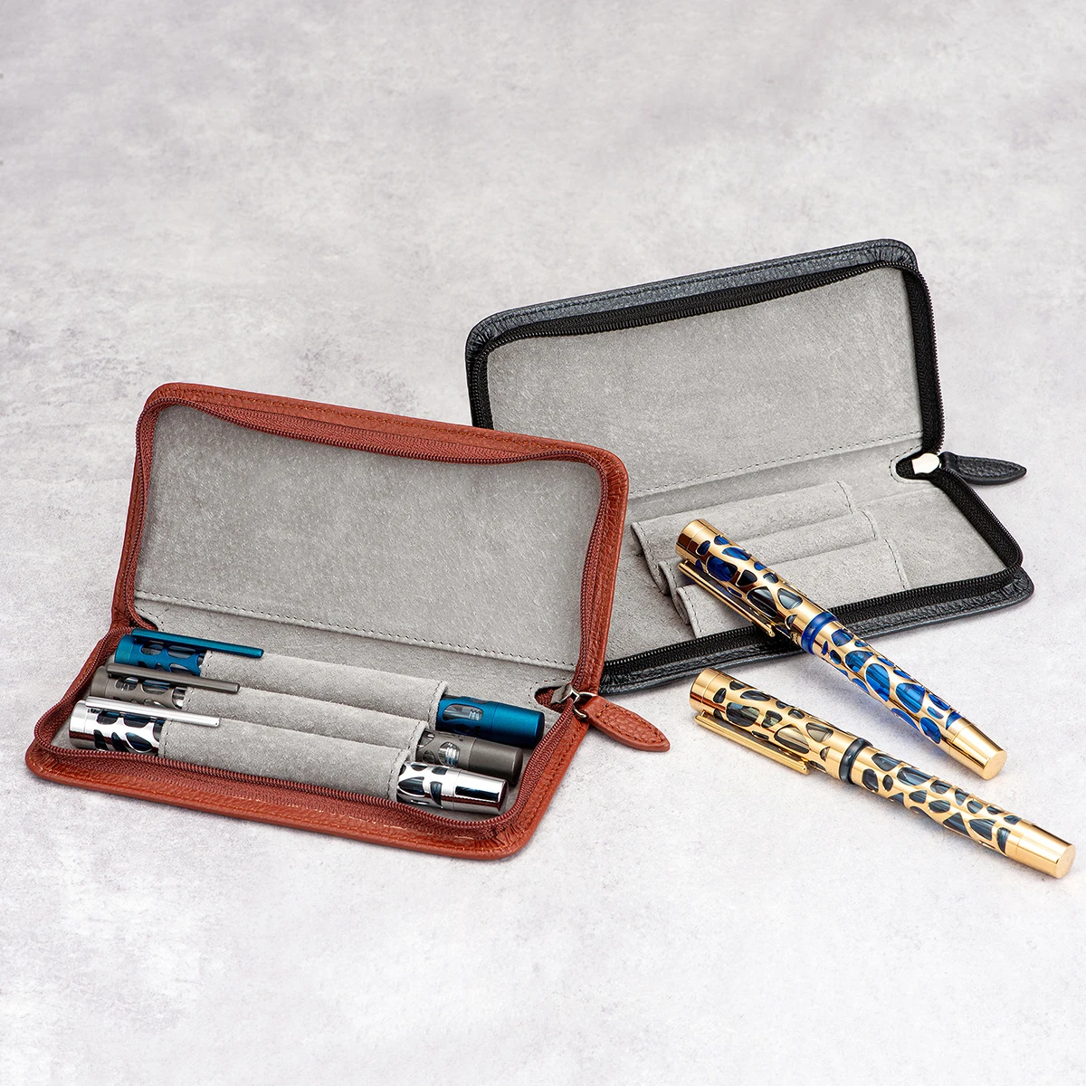Asvine Genuine Leather Fountai - Leather Fountain Pen Case 3 Slots Pouch 评论和价格