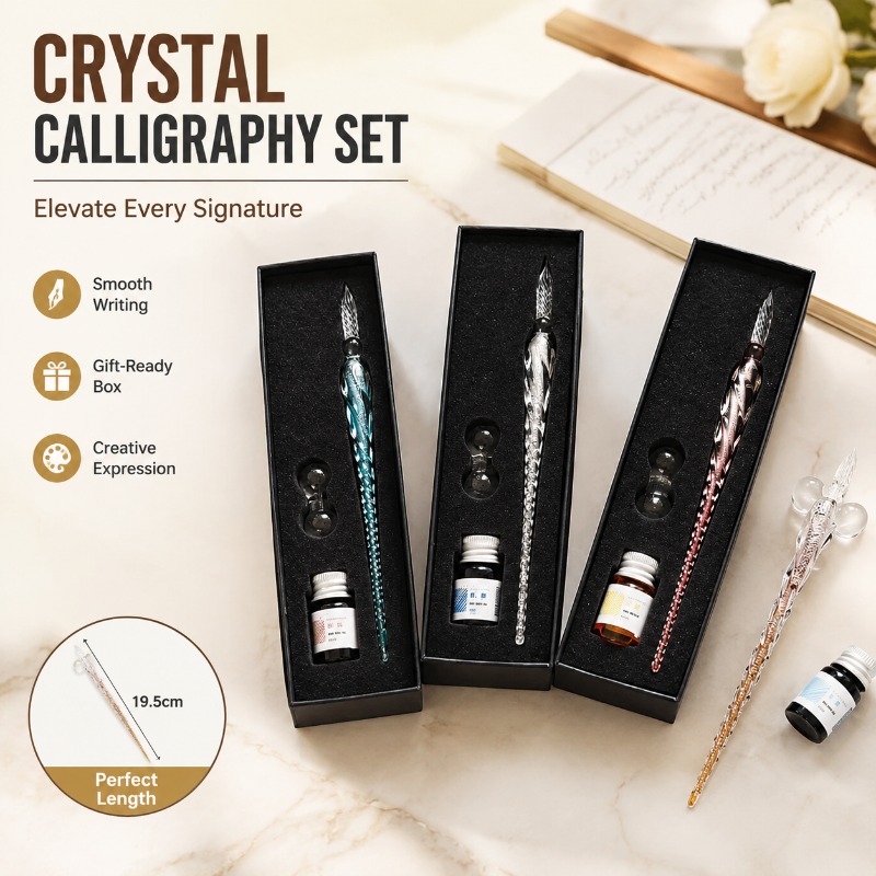 Crystal Glass Dipping Pen Set  - Glass Dip Pen Calligraphy Ink Set 评论和价格