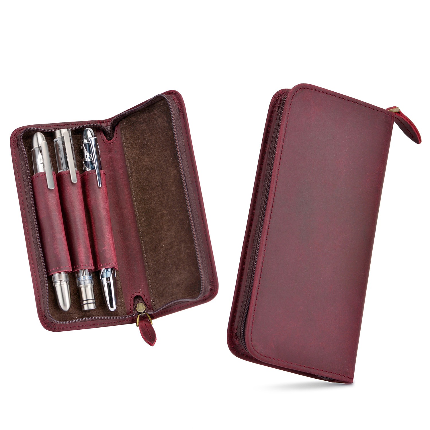 Asvine Luxury 3 Slots Fountain - Leather Fountain Pen Case 3 Slots Pouch 评论和价格