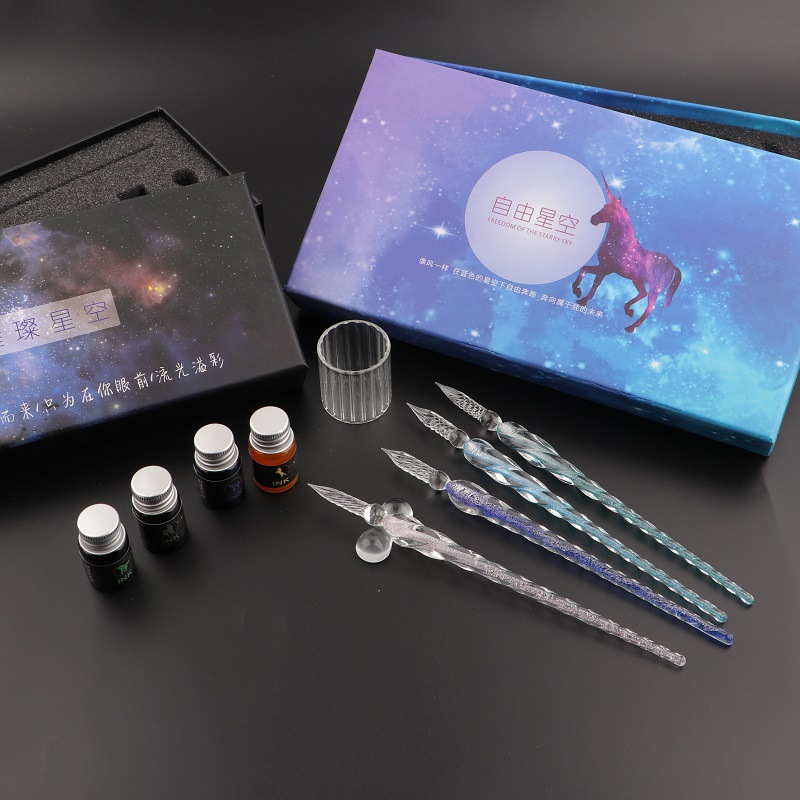 Handmade Glass Dip Pen and Ink - Glass Dip Pen Calligraphy Ink Set 评论和价格