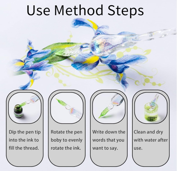 Handmade Glass Dip Pen and Ink - Glass Dip Pen Calligraphy Ink Set 评论和价格