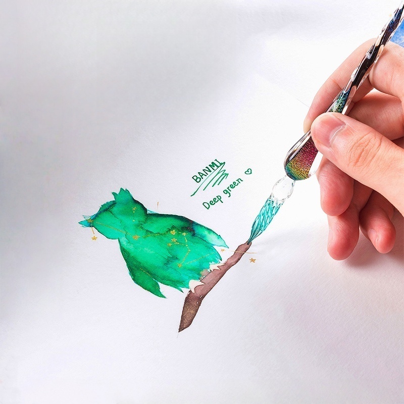 12-Color Shimmering Gold Powde - Glass Dip Pen Calligraphy Ink Set 评论和价格