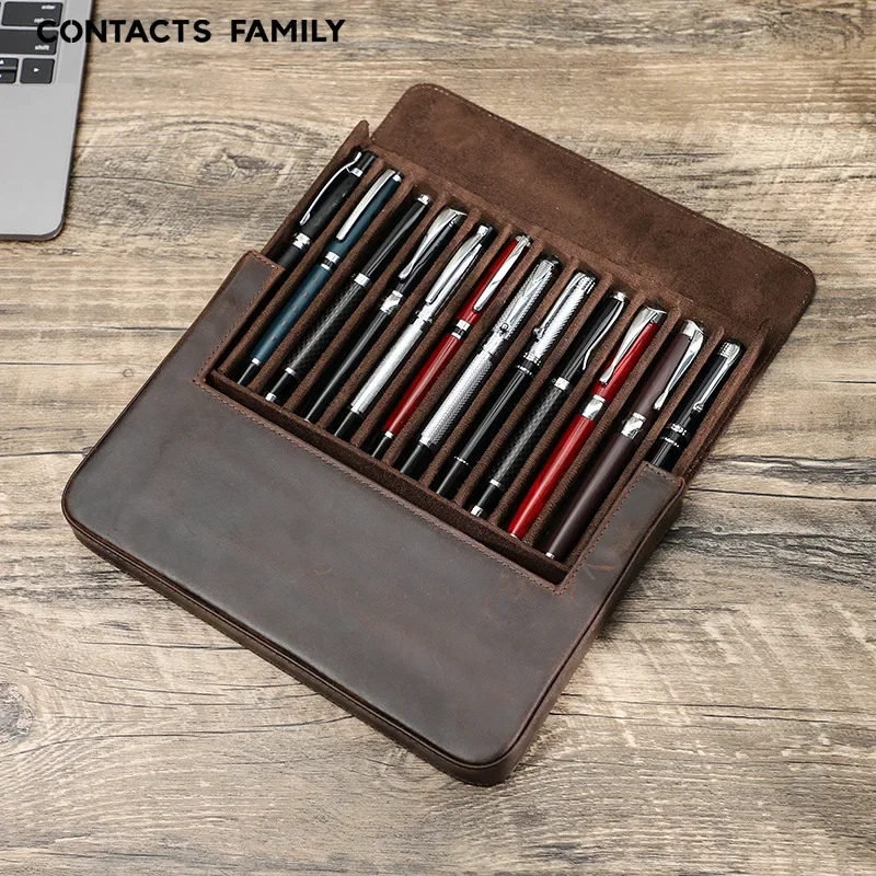 Luxury Genuine Leather 2/3/6/1 - Leather Fountain Pen Case 3 Slots Pouch 评论和价格