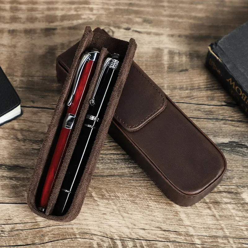 Luxury Genuine Leather 2/3/6/1 - Leather Fountain Pen Case 3 Slots Pouch 评论和价格