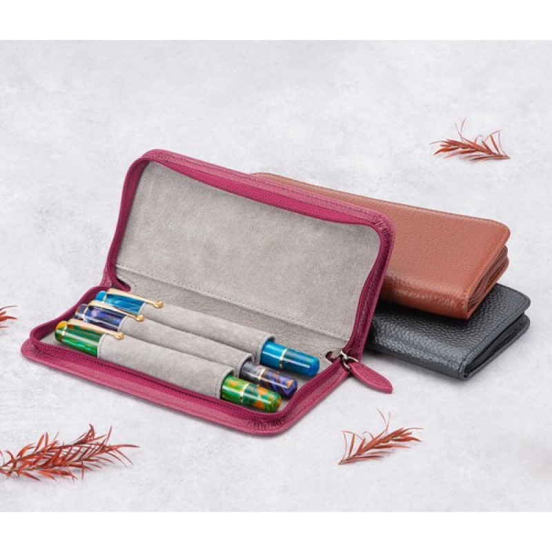 A+ 3 Slots Real Leather Founta - Leather Fountain Pen Case 3 Slots Pouch 评论和价格