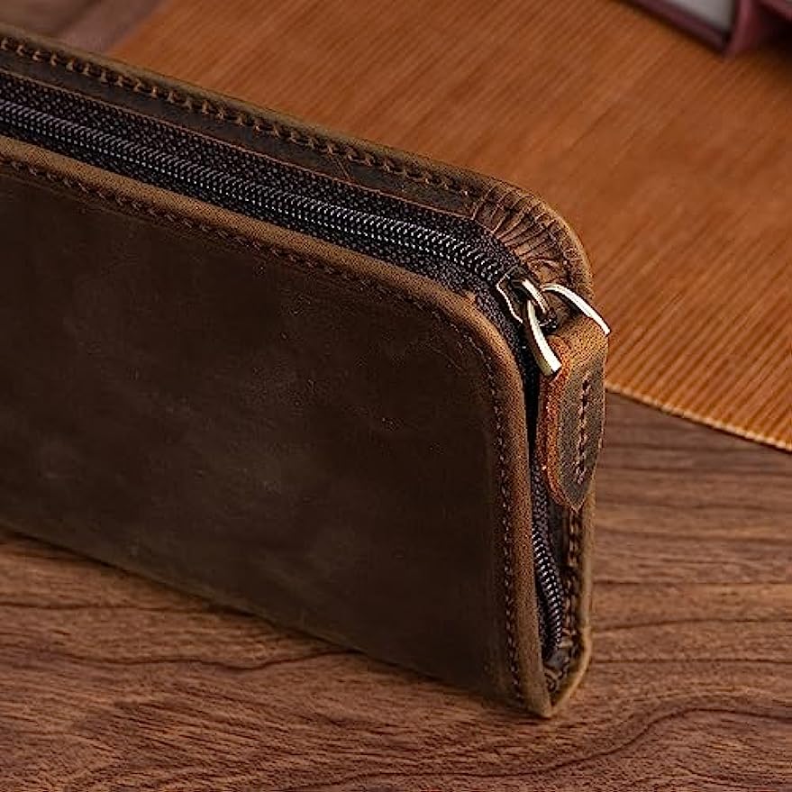 Asvine Vintage Leather Fountai - Leather Fountain Pen Case 3 Slots Pouch 评论和价格
