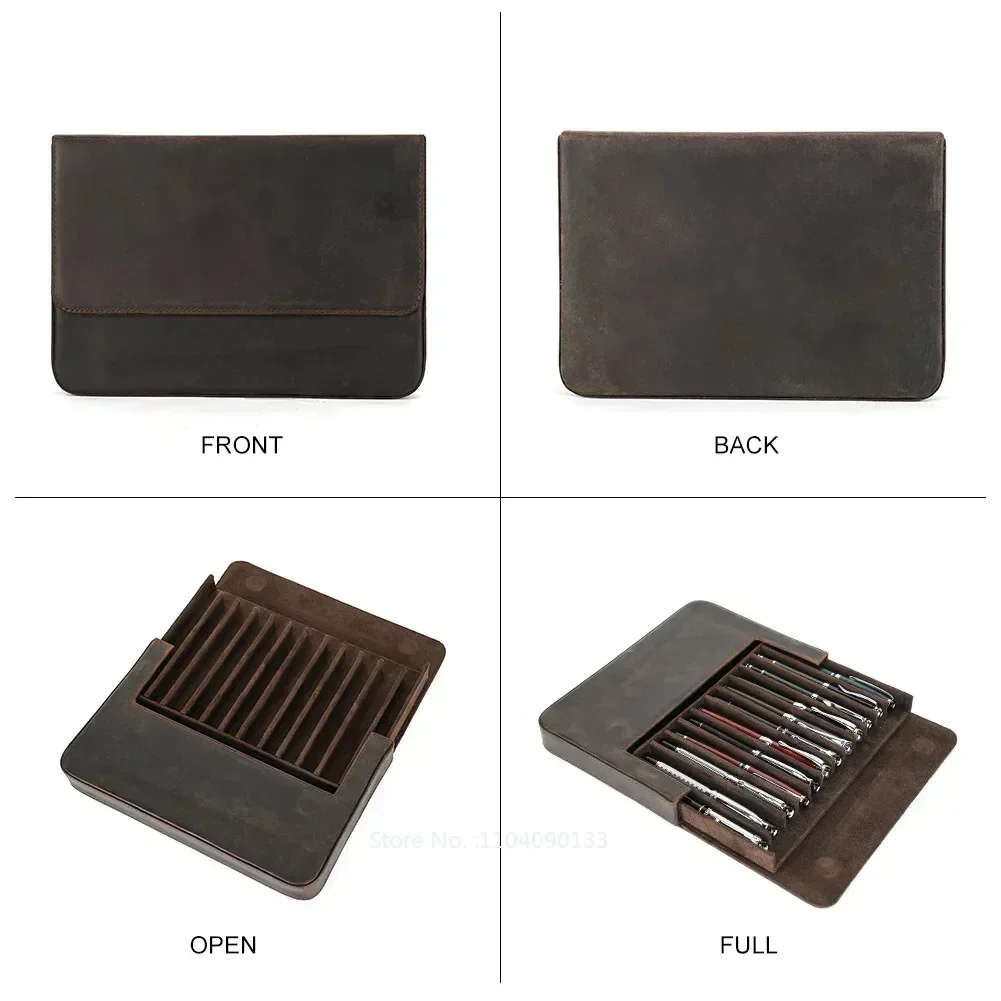 Hot Luxury Genuine Leather 12  - Leather Fountain Pen Case 3 Slots Pouch 评论和价格