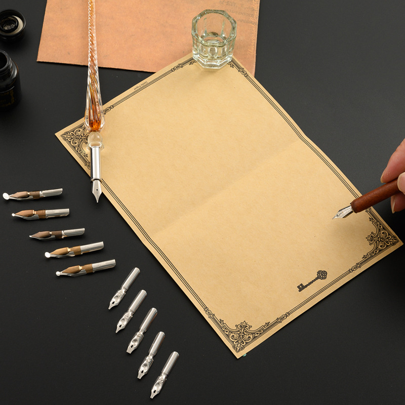 Glass Dip Pen Set with Wooden  - Glass Dip Pen Calligraphy Ink Set 评论和价格
