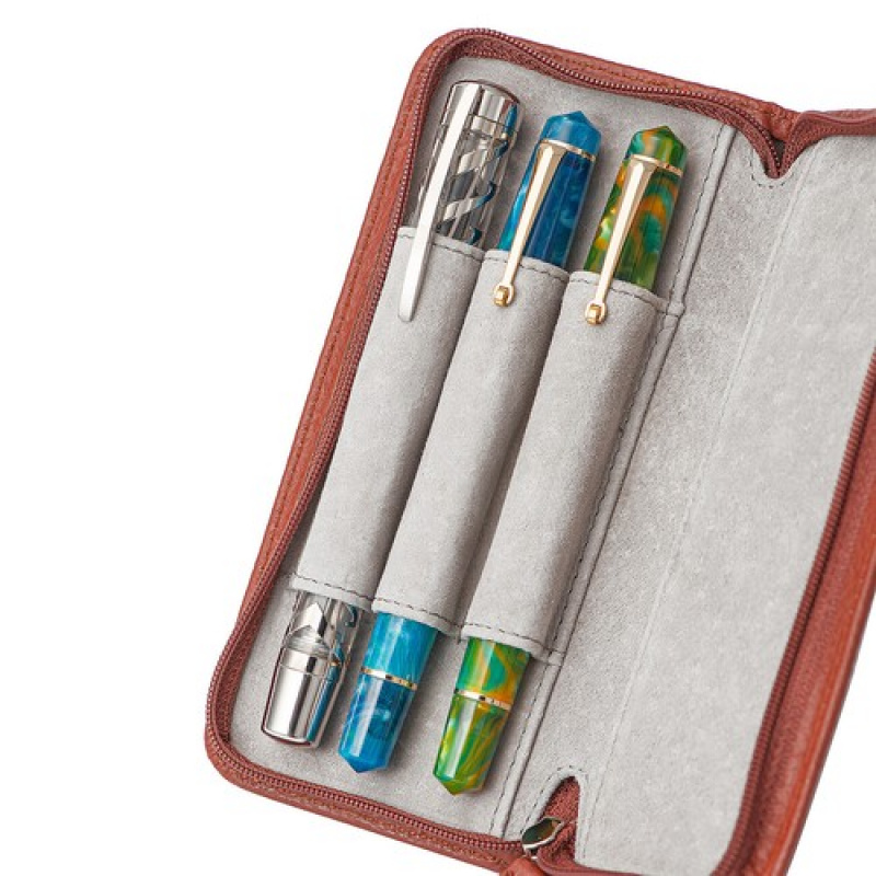 A+ 3 Slots Real Leather Founta - Leather Fountain Pen Case 3 Slots Pouch 评论和价格
