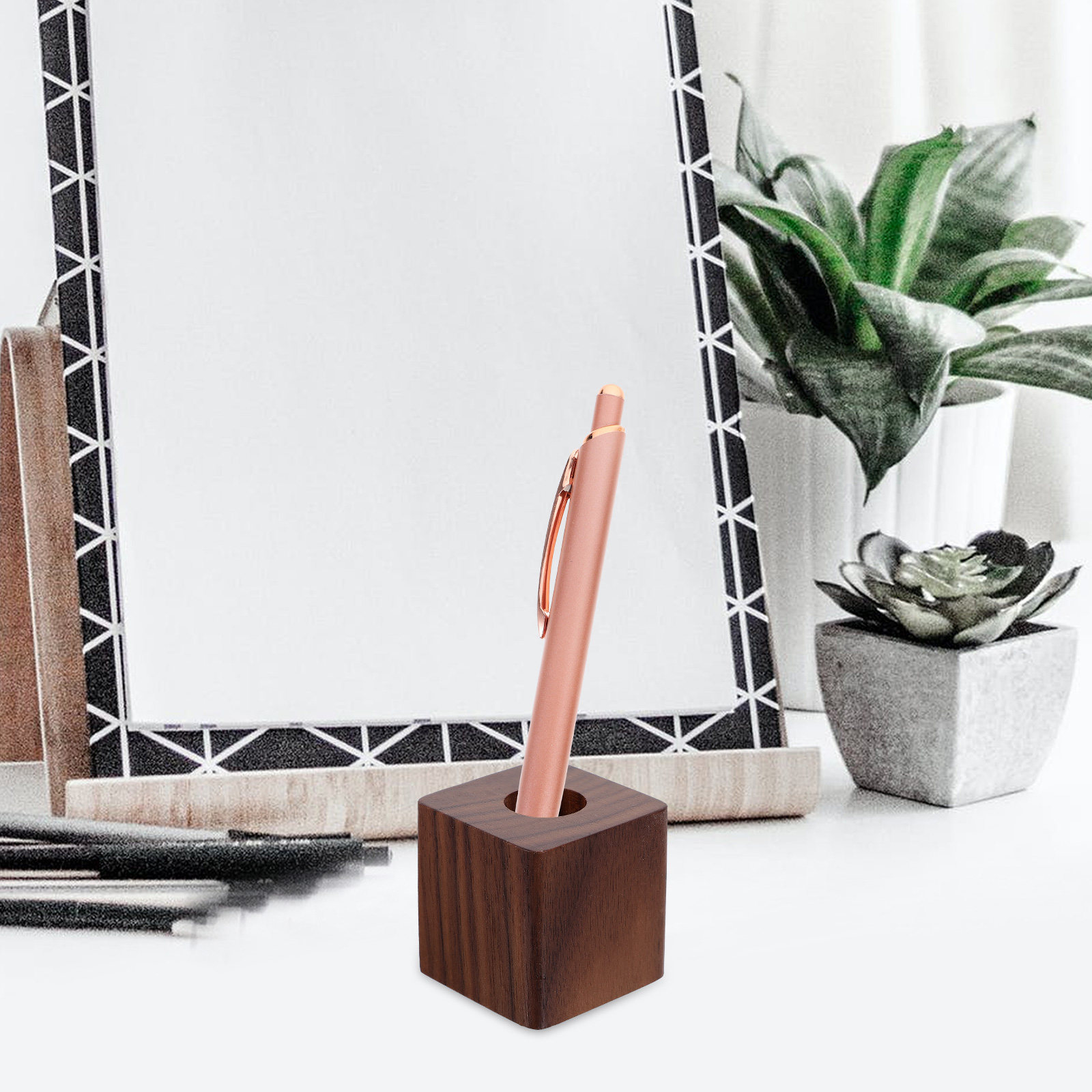 Walnut Wood Pen Stand Holder f - Wooden Fountain Pen Desk Stand Holder 评论和价格